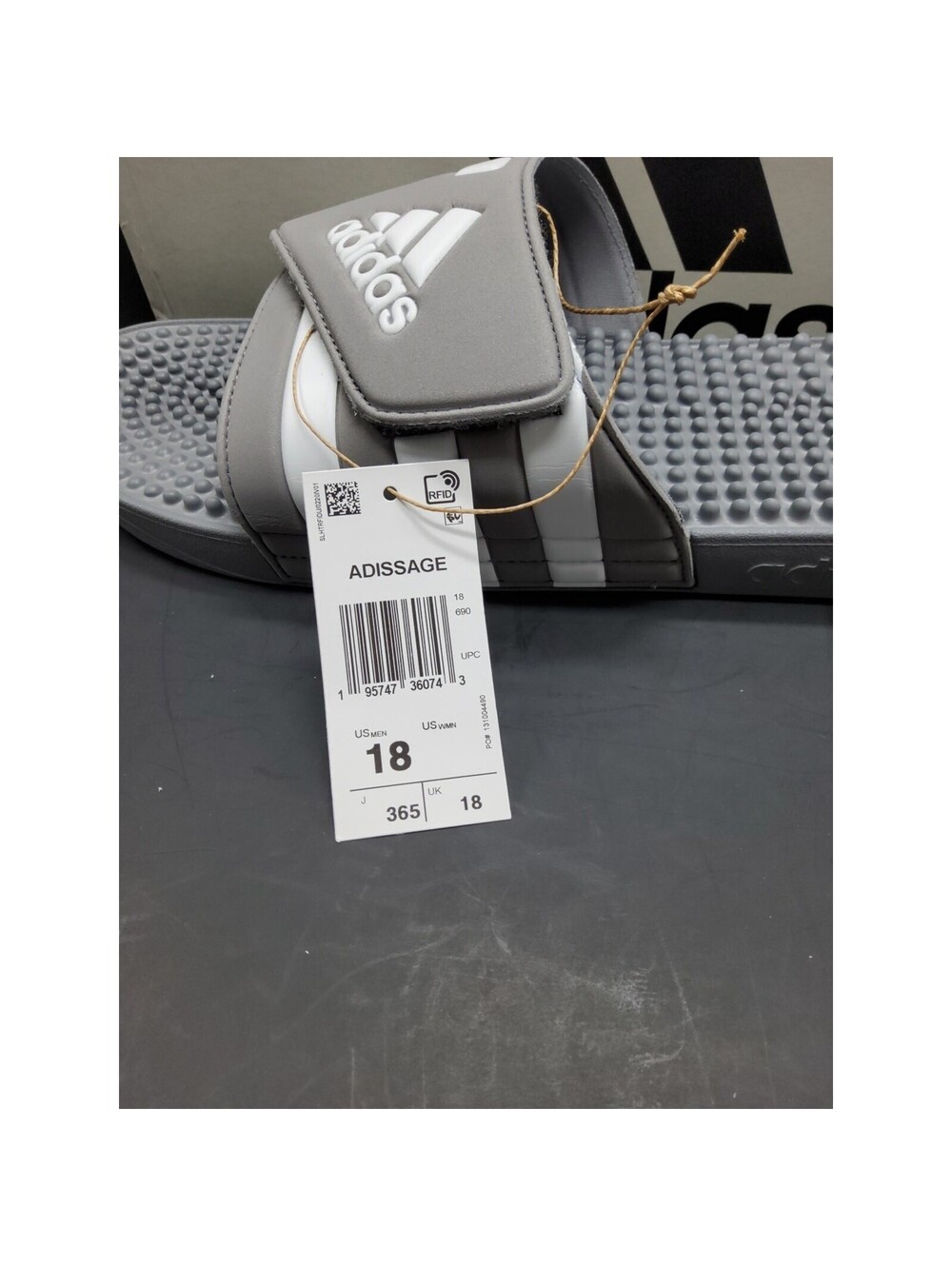 NEW Adidas Men's Adissage Grey Comfort Slip On Slides Sandals Size 18 - Picture 2 of 10